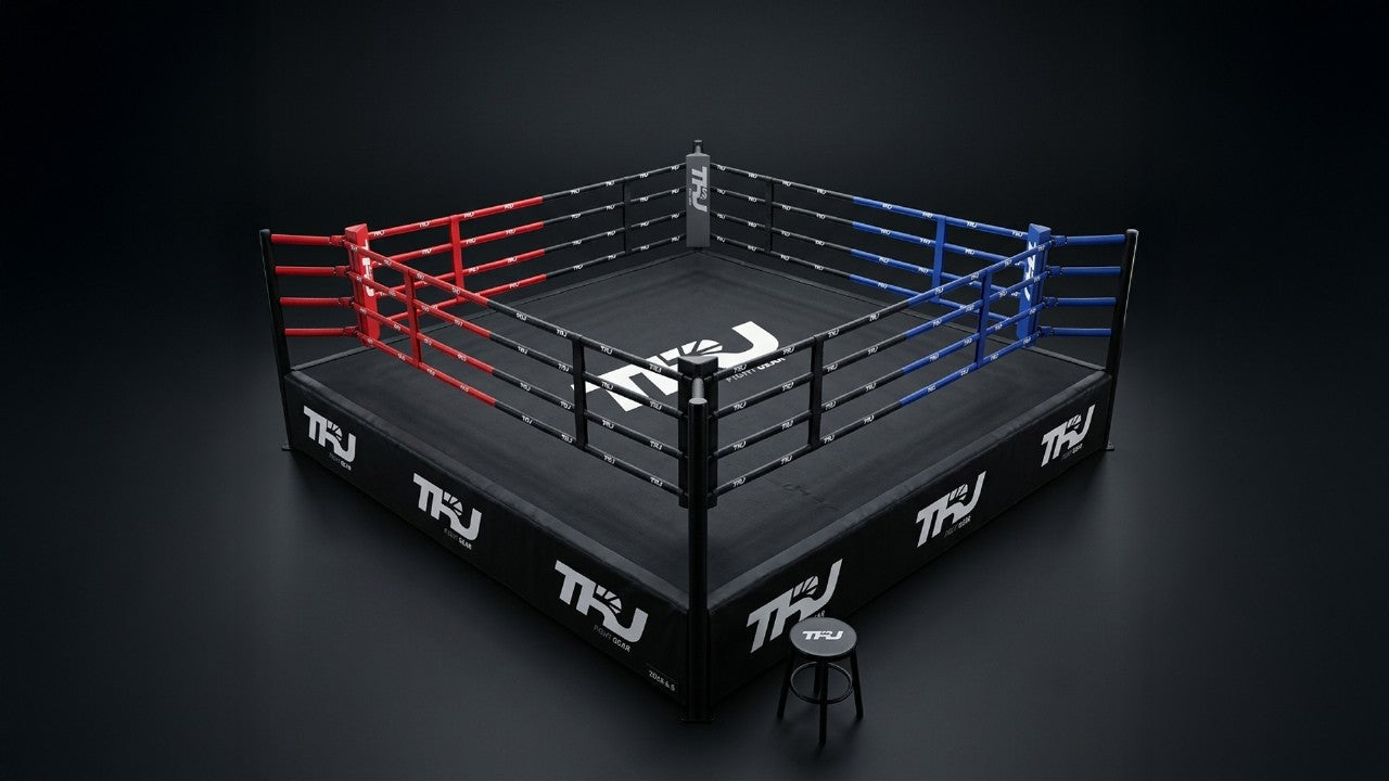 Ring da boxe professionale TRJ nero personalizzabile per palestre, società sportive ed eventi